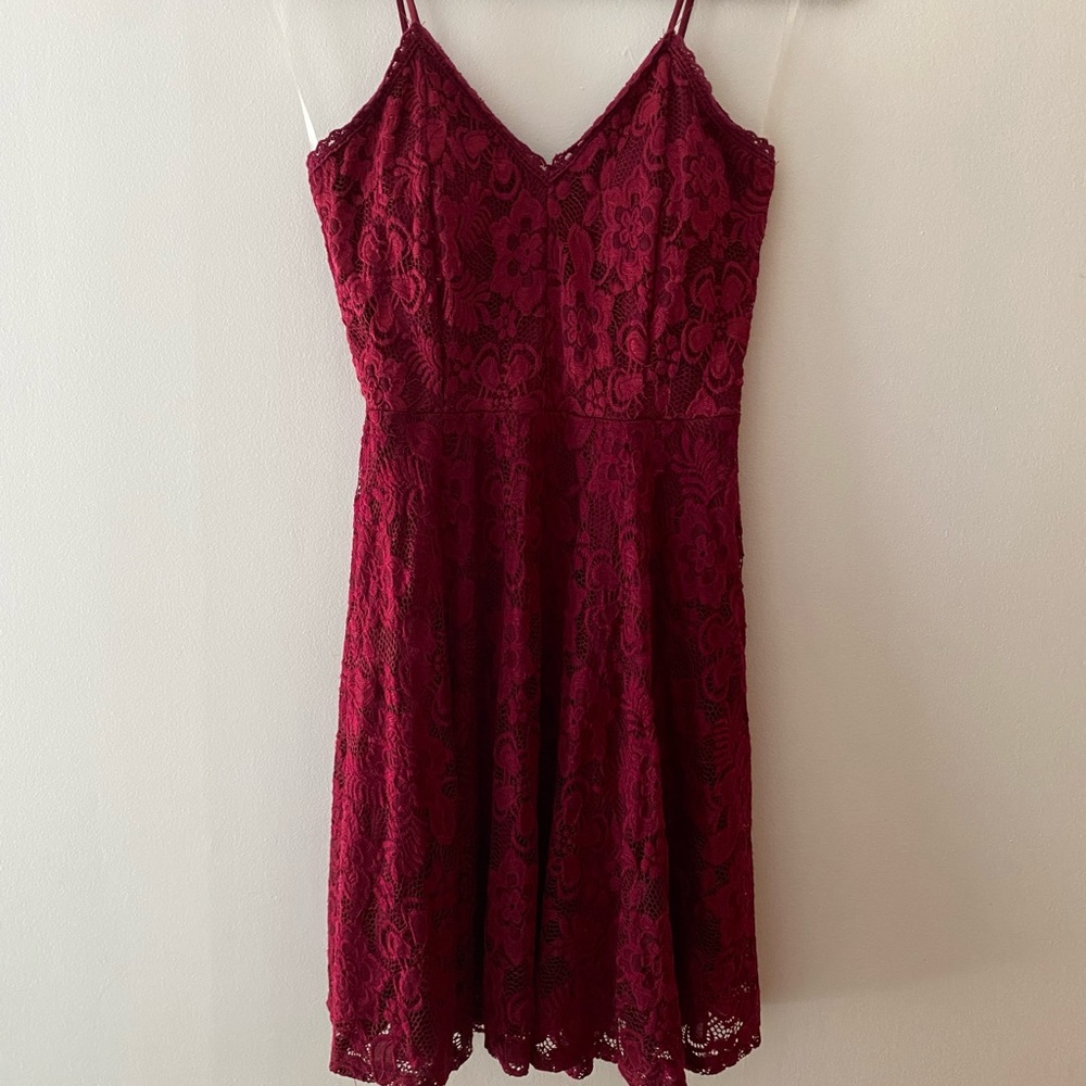 Olive tree red lace dress